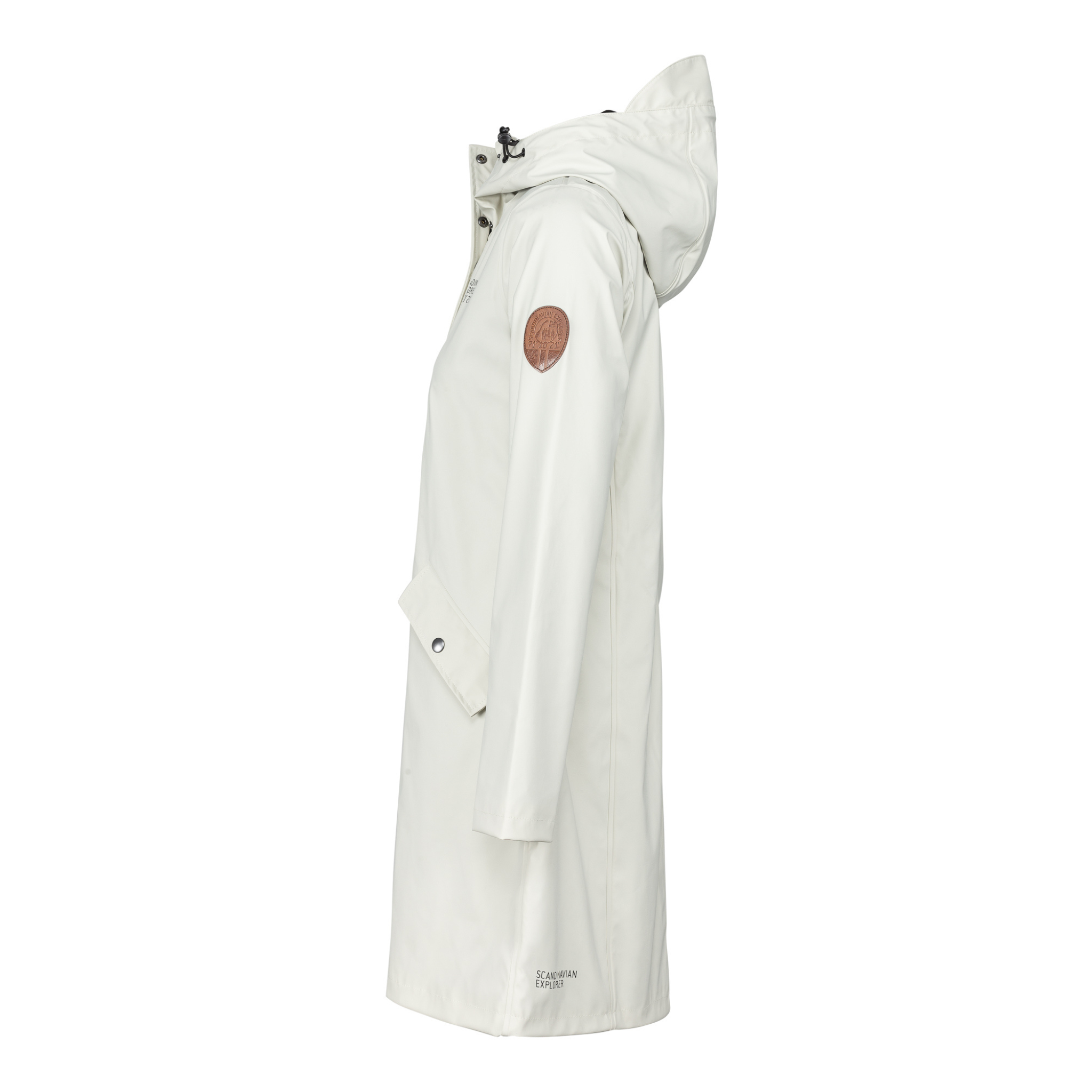 womens scandinavian raincoat white side