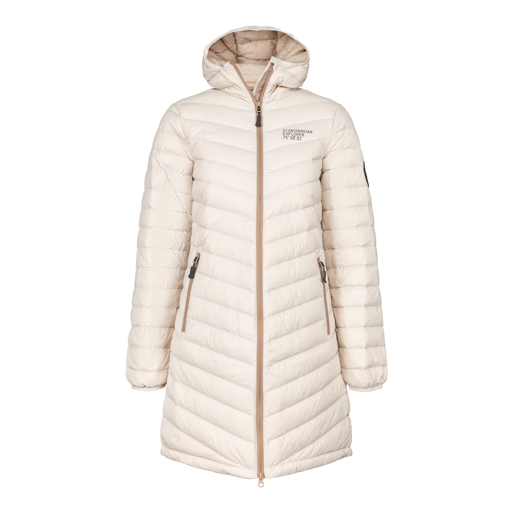 womens ultra light down coat beige