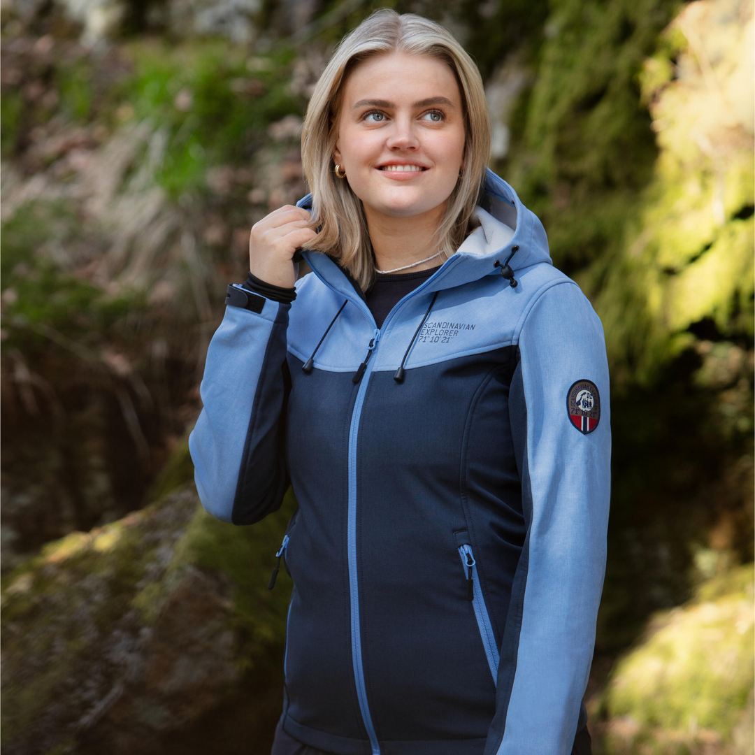 Women's 3 Layer Softshell Jacket - Navy / Light Blue – Scandinavian North
