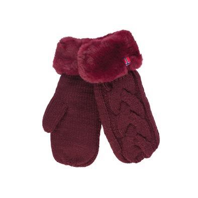 Knitted Mittens - Burgundy