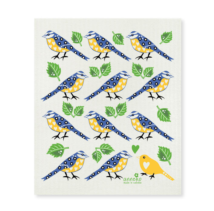 amazing swedish dishcloth blue birds by anneko design