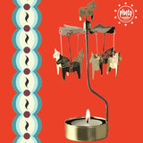 Rotating Candle Holder - Dala Horse Gold