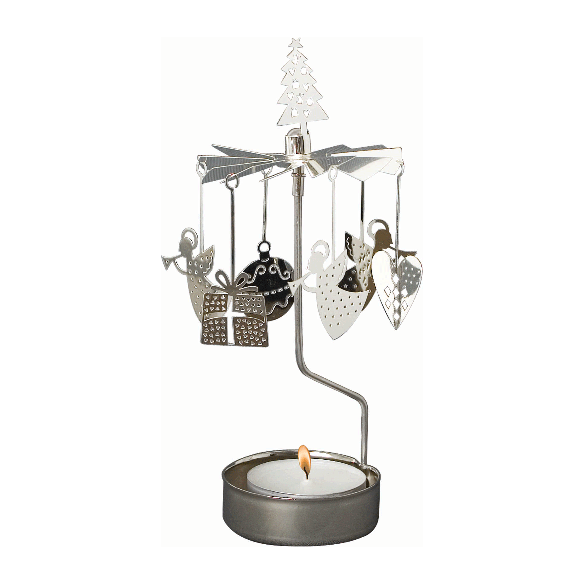 rotating candle holder christmas silver