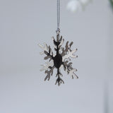 3-D Snowflake Silver Ornament