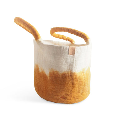 Wool Basket with Handles - Mustard