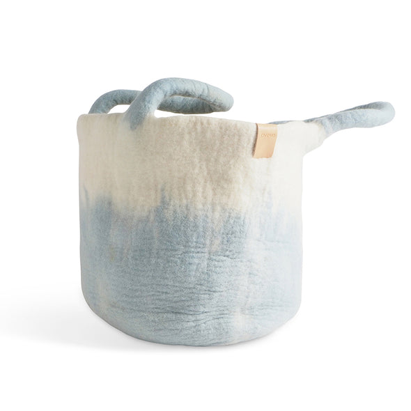 Wool Basket with Handles - Arctic Blue