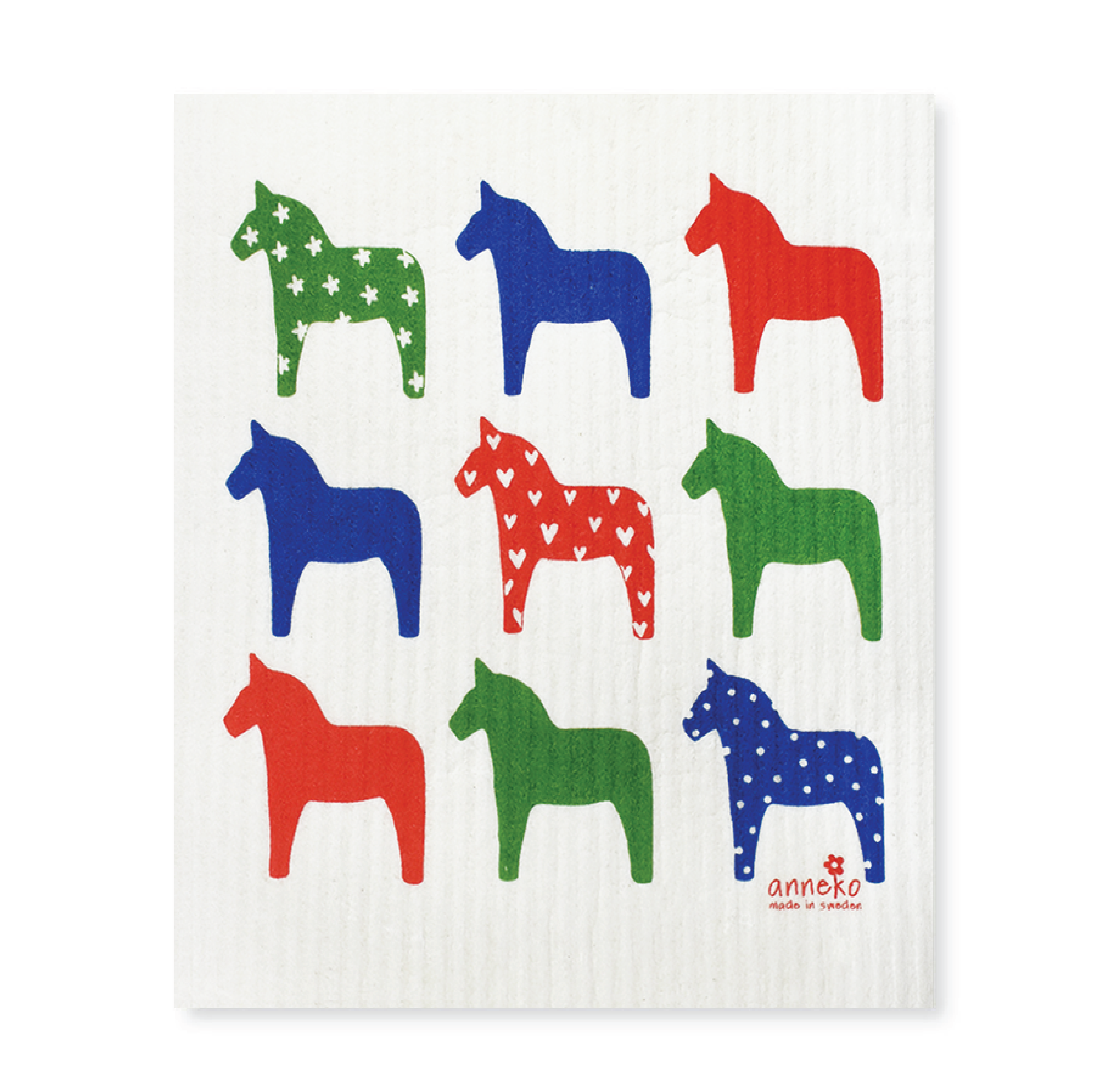 amazing swedish dishcloth 9 dala horses by anneko