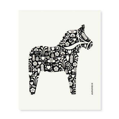 Dala Horse - Black - The Amazing Swedish Dish Cloth