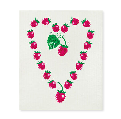 Heart - Raspberries - The Amazing Swedish Dish Cloth
