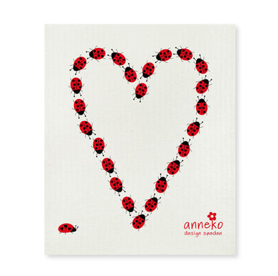 Heart - Lady Bugs - The Amazing Swedish Dish Cloth