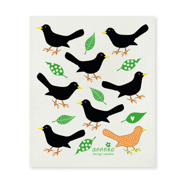 Black Birds and One Orange Bird - The Amazing Swedish Dish Cloth