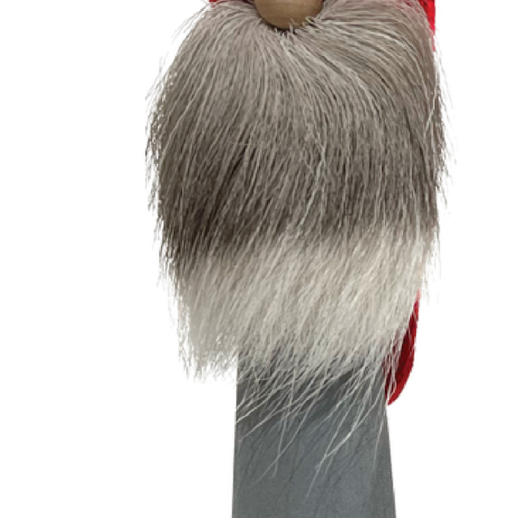 Long Tomte with Reindeer Beard, Grey with Red Hat