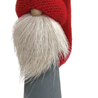 Long Tomte with Reindeer Beard, Grey with Red Hat