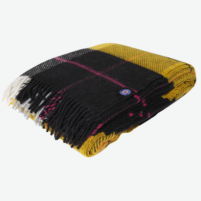 Black/Yellow Plaid - Icelandic Wool Blanket