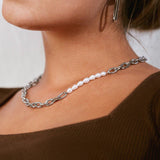 Trellis Pearl Necklace Steel