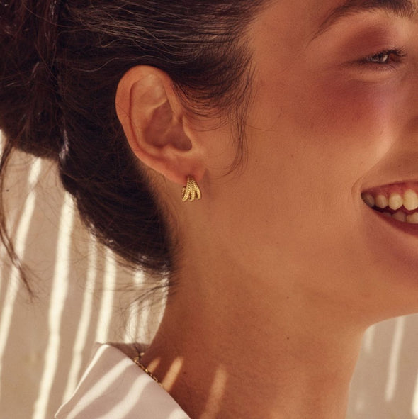 Rope Creoles Triple Gold Earrings