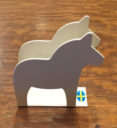 Dala Horse - White Iron Napkin Holder