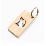 Cat Cut Out Wooden Key Ring