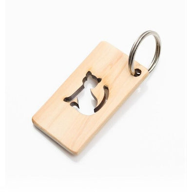 Cat Cut Out Wooden Key Ring