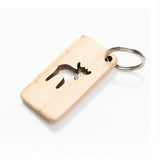 Moose Cut Out Wooden Key Ring