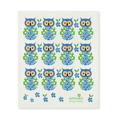 Owls - Blue - The Amazing Swedish Dish Cloth