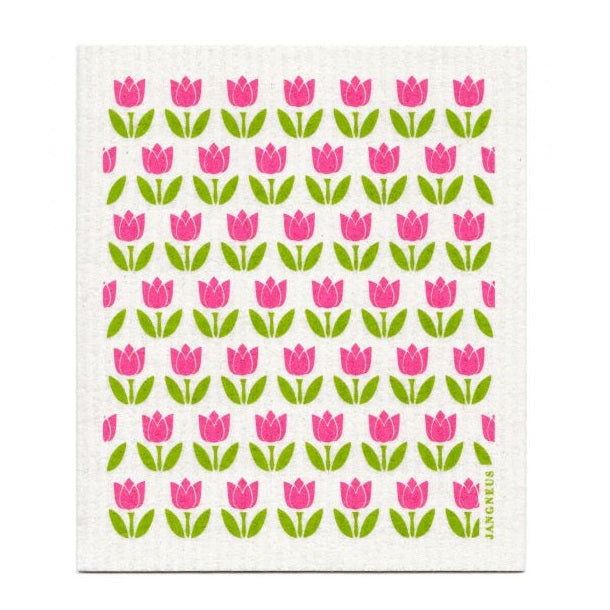 amazing swedish dishcloth small pink tulips 