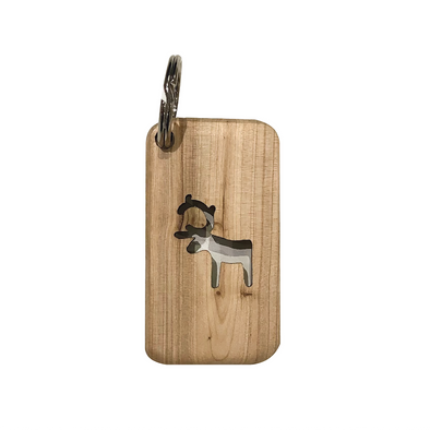 Reindeer Cut Out Wooden Key Ring